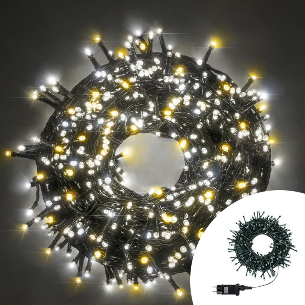 Catena Di Luci Di Natale Da 500 Led 25 Metri Bianco Freddo E Caldo