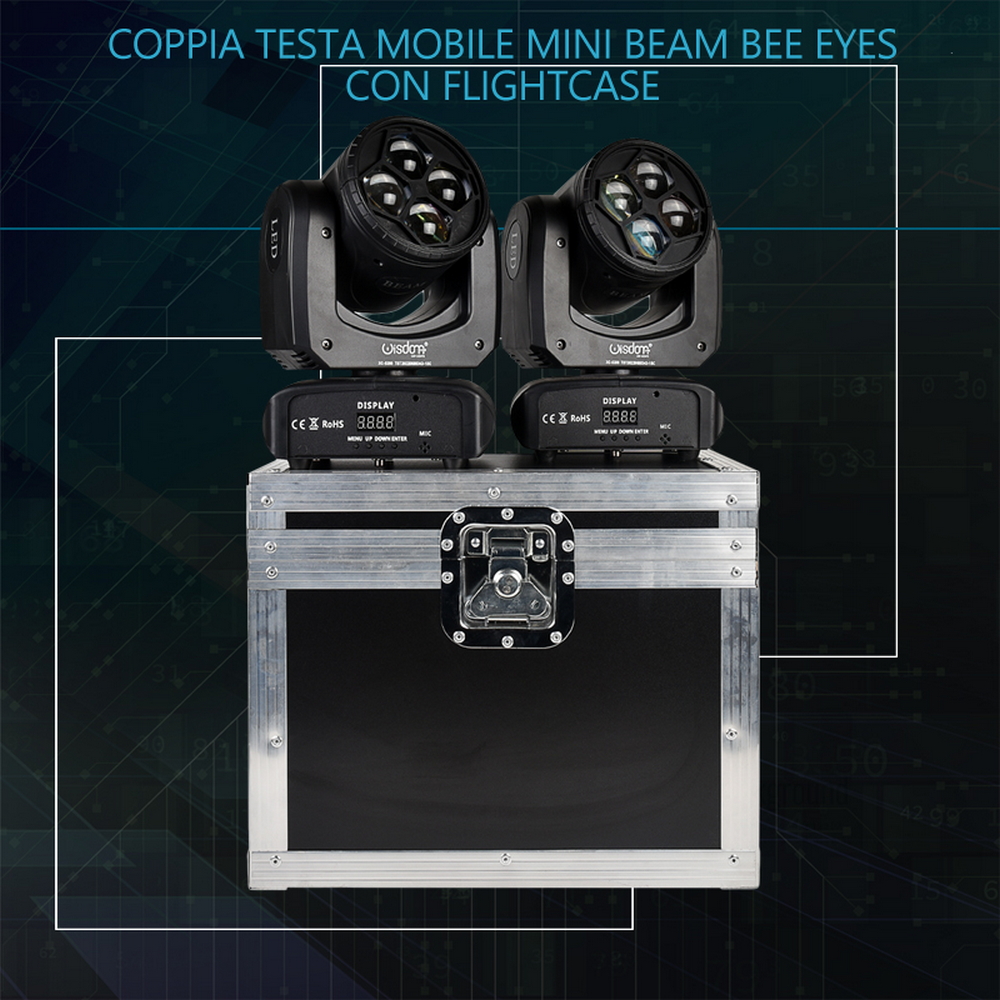 Testa mobile motorizzata Mini Beam Bee Eyes 40W (4x10W) RGBW in