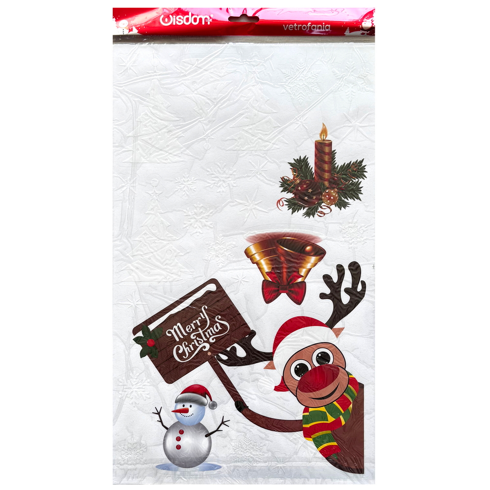 Stickers adesivo di Natale per finestre con Babbo Natale Pupazzo