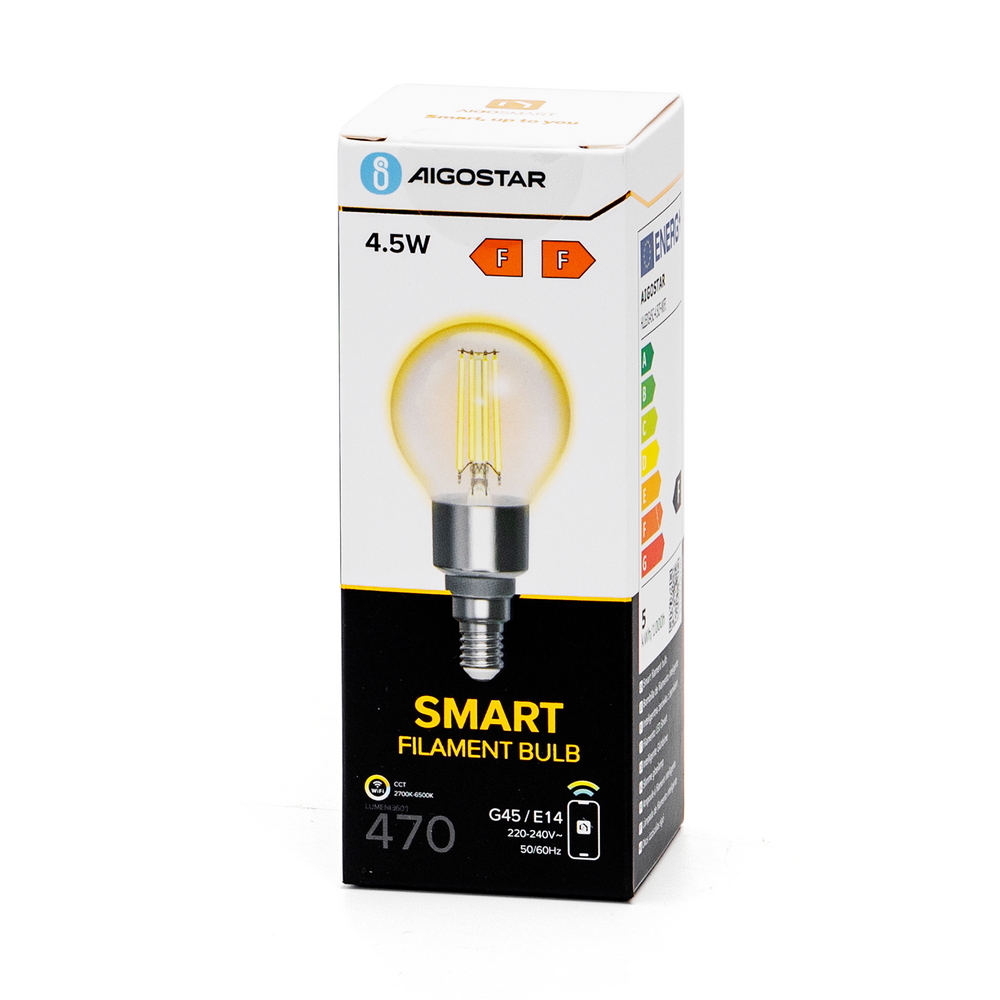 Lampadina Led a Filamento Smart G45 E14 4,5W WiFi CCT luce regolabile e  dimmerabile Aigostar 