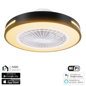 Foto principale Lampadario Ventilatore da soffitto 55W Smart Bluetooth CCT illuminazione Led regolabile con telecomando Aigostar