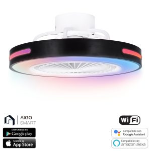 Foto principale Lampadario Ventilatore da soffitto 55W Smart Bluetooth CCT + RGB illuminazione Led regolabile con telecomando Aigostar