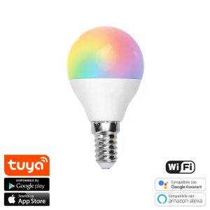 Foto principale Lampadina Led Smart Tuya G45 E14 6W WiFi RGB + CCT luce regolabile e dimmerabile M LEDME