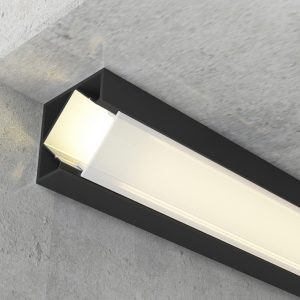 Foto principale Profilo Led angolare Kopep Nero laccato per strisce Led 12-24V a superfice 2 metri in alluminio M LEDME