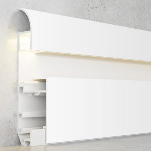 Foto principale Profilo Led battiscopa Muye Bianco laccato per strisce Led 12-24V a superfice 2 metri in alluminio M LEDME