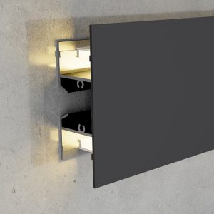 Foto principale Profilo Led da parete Gote XL Nero laccato per 2 strisce Led 12-24V a superfice 2 metri in alluminio M LEDME