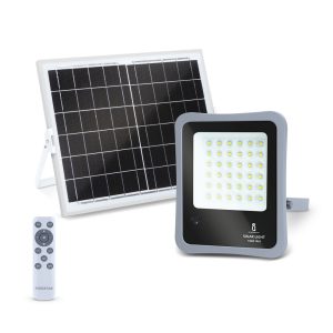 Foto principale Faro Led 100W Grigio con pannello solare IP65 Bianco freddo 6500K Dimmerabile con telecomando e con sensore crepuscolare Aigostar