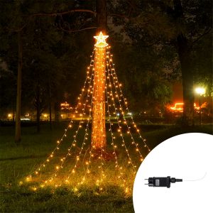 Foto principale Albero luminoso a cascata con stella da 416 Led 4,5 metri Bianco Caldo Wisdom