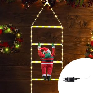 Foto principale Babbo Natale su scaletta luminosa 76 Led Bianco caldo e Bianco freddo dimmerabile con telecomando Wisdom