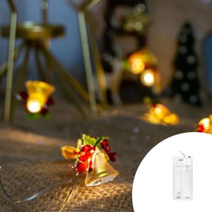 Foto principale Catena decorata con 20 campanelline luminose a Led Bianco Caldo 2 metri a batteria e autospegnimento Wisdom