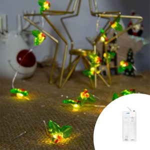 Foto principale Catena decorata con 20 foglie luminose a Led Bianco Caldo 2 metri a batteria Wisdom