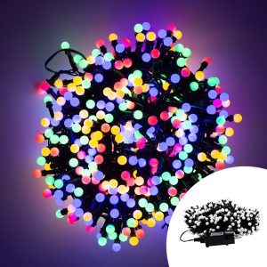 Foto principale Catena di luci 10 metri da 500 Sfere luminose Led Multicolore con cavo nero e autospegnimento Wisdom