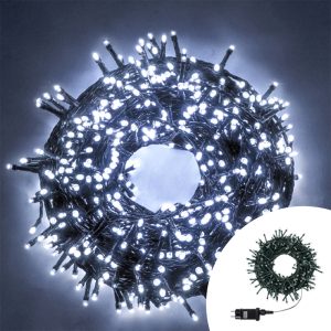 Foto principale Catena di luci 14 metri da 480 Led Full Flash Bianco Freddo con cavo verde e autospegnimento Wisdom