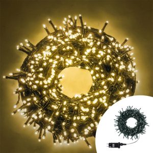 Foto principale Catena di luci 50 metri da 1000 Led Bianco Caldo con cavo verde Wisdom