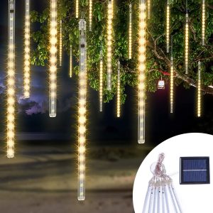 Foto principale Pioggia di meteore luminose da 360 Led da esterno IP44 Bianco Caldo con pannello solare Wisdom