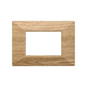 Foto principale Placca 3 moduli 503 in plastica marrone effetto legno Piramide compatibile anche con BTicino Axolute