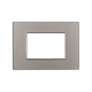 Foto principale Placca 3 moduli 503 in vetro argento compatibile anche con BTicino Axolute