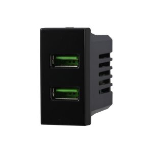 Foto principale Presa USB a 2 posti nera compatibile anche con BTicino Axolute