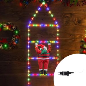 Foto principale Babbo Natale su scaletta luminosa 90 Led Multicolore Wisdom