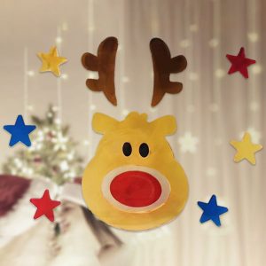 Foto principale Stickers Gel Renna Rudolph con stelle adesivo di Natale per finestre Wisdom